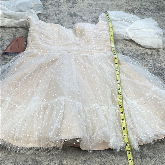 NWT By Watters Macaron Mini Dress Pearl Accent Tulle Babydoll Wedding Sz 10 - Picture 11 of 16